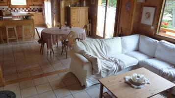 TV, DVD player, video library