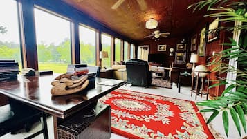 Smart TV, books, stereo