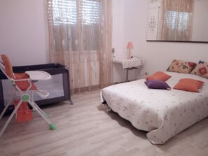 2 bedrooms, in-room safe, iron/ironing board, travel cot