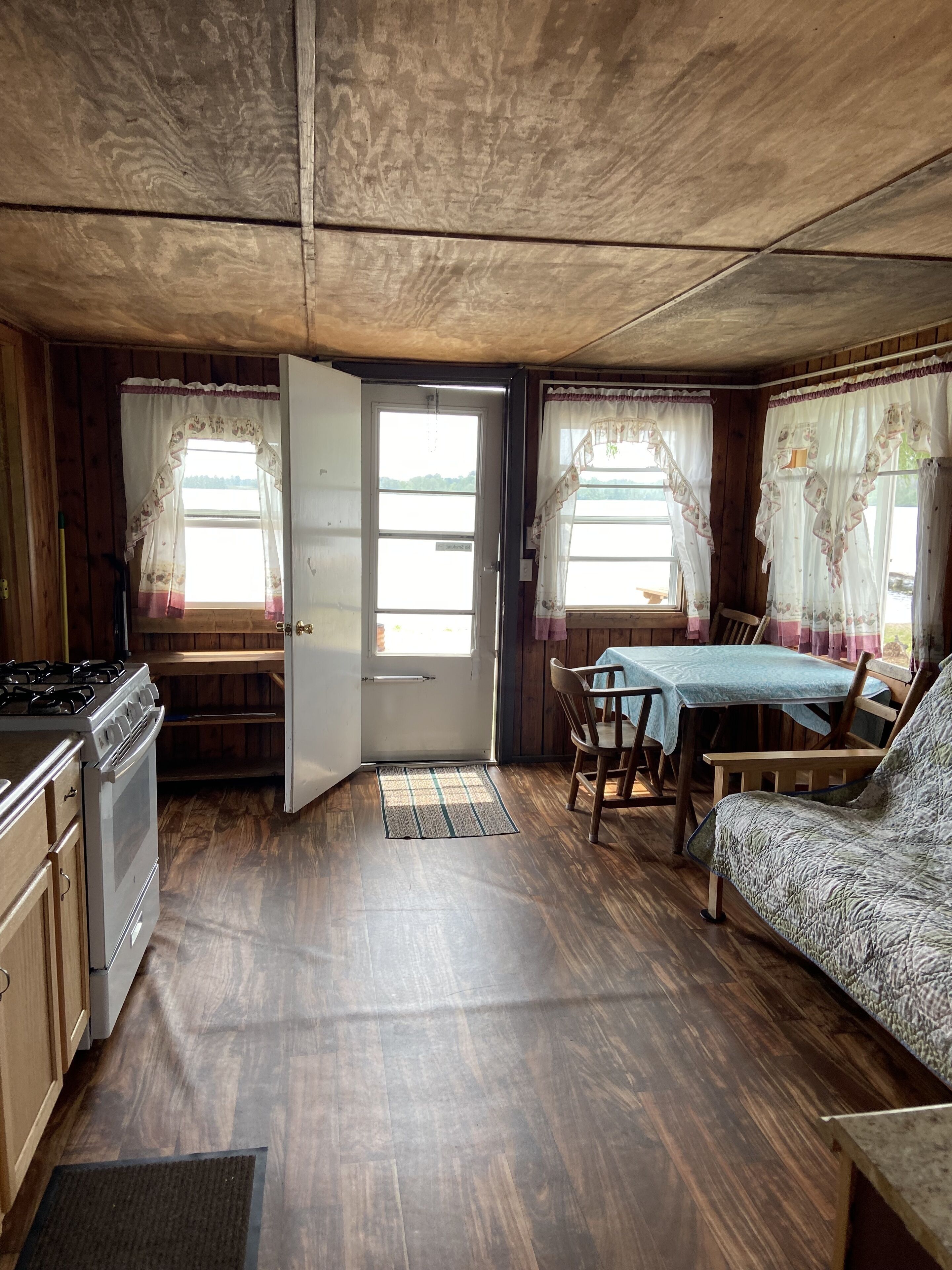 Cabin #2 is cozy and clean on the water's edge and sleeps 4.