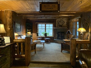 TV, fireplace, DVD player, foosball