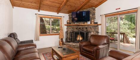 Fernseher, Kamin, DVD-Player