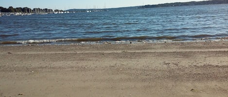 On the beach, beach towels