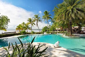 An infinity pool, a heated pool