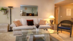 Smart TV, fireplace, DVD player, video library