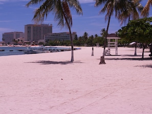 On the beach, beach towels
