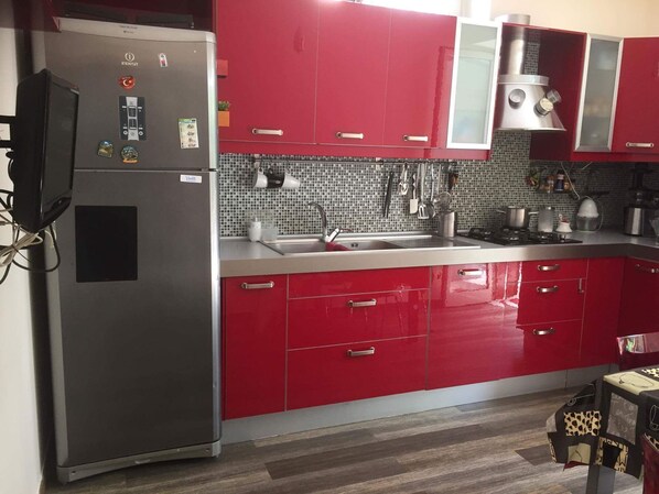Kühlschrank, Mikrowelle, Ofen, Herdplatte