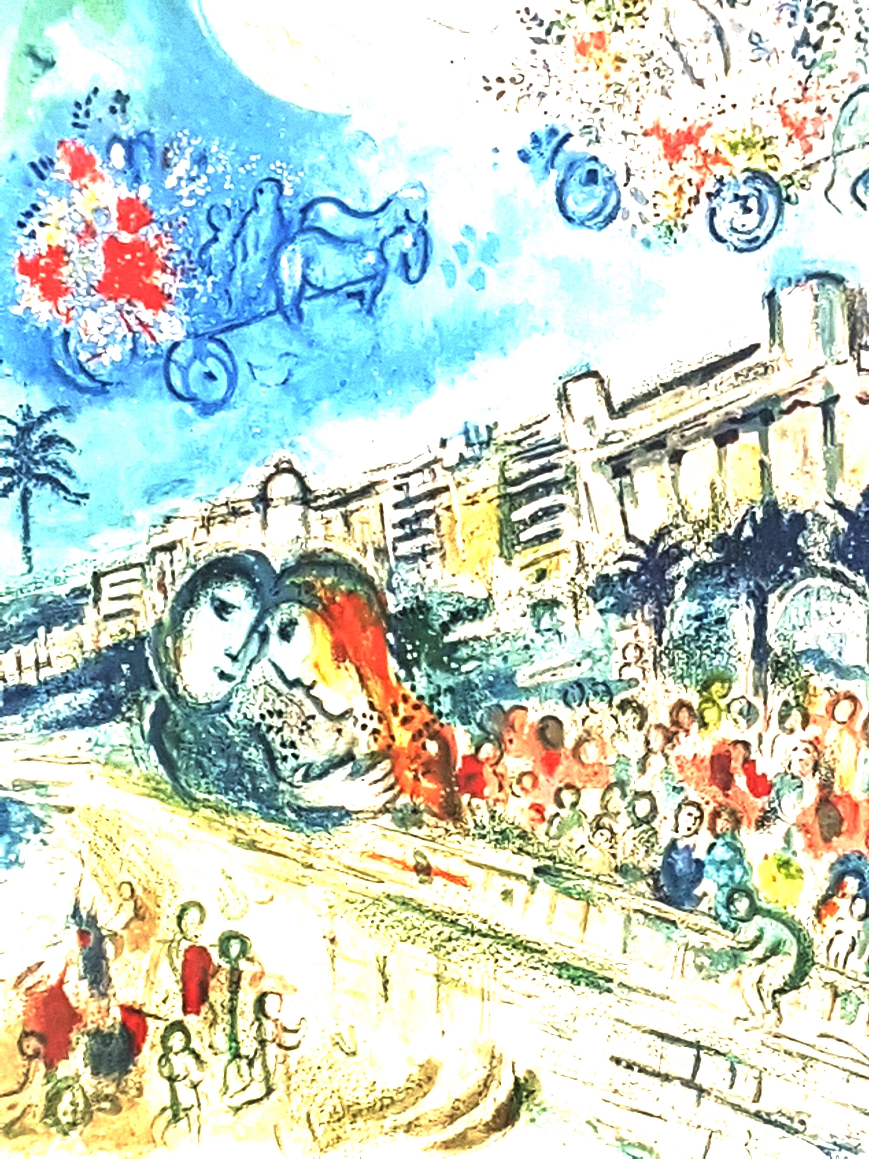 A colorful, abstract painting with a variety of shapes and figures, including a prominent face in the center.