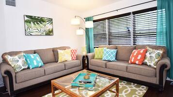 Smart TV, books, music library, stereo