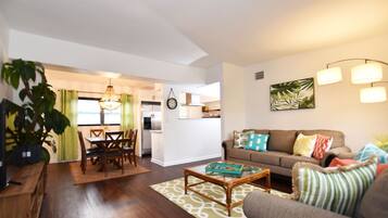 Smart TV, books, music library, stereo