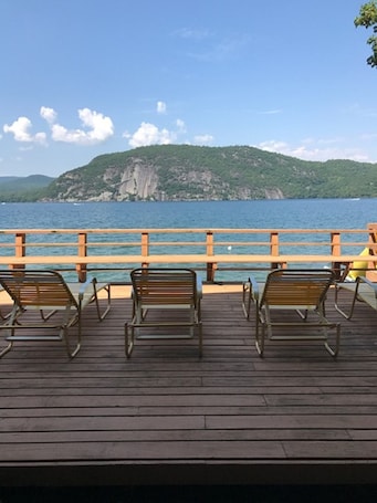 Terrace/patio. Lake George Water Front Cabin Spectacular Views