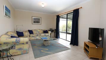 Smart TV, DVD player, music library, video library