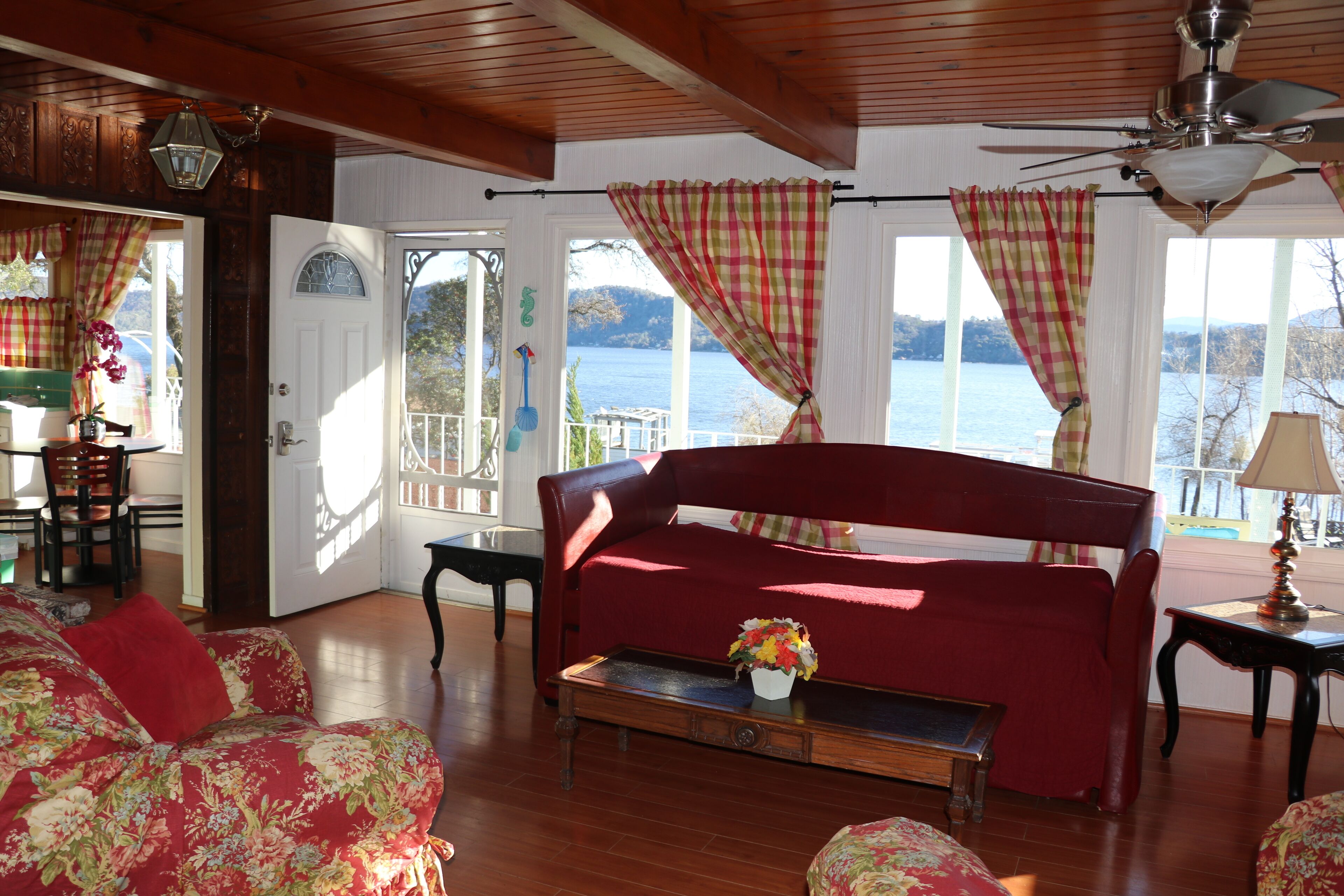 You can see forever with a wall of windows. Views of Clear Lake and Mt. Konocti.