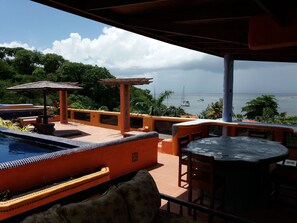 Outdoor dining - Del Cielo Spanish Style 4 Bed, 4 Bath Villa. Breathtaking Caribbean Sea Views! (Lance aux Epines)