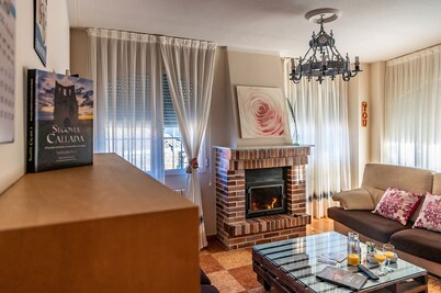 Fireplace, GASTRONOMY, garden, bbc. 1 h from Madrid Lodging Entre Acebedas