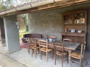 Outdoor dining - House Hurou Labenne, on 1200 m2 4 bedrooms. 10 mn from the beach. Very pleasant.  (Labenne)