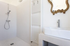 Hair dryer, towels, toilet paper