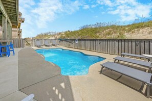 Outdoor pool, a heated pool - Oceanfront - Dog Friendly, Pool, Hot tub, Game Room, Tiki Bar (Avon)