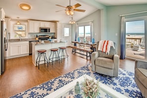 Smart TV, video library - Oceanfront Dog Friendly Home with Home Theater, Hot Tub, Grill (Waves)