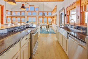 Fridge, microwave, oven, stovetop - Oceanfront Home w/ Pool, Hot Tub, Sauna, Game and Media Rooms, Outdoor Kitchen (Avon)