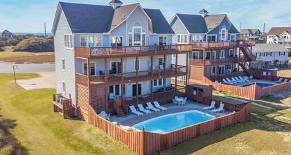 Oceanfront Dog Friendly Rodanthe Home with Private Pool, Hot Tub, and Game Room