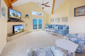 TV, DVD player - Oceanview Dog Friendly Home with Private Pool, Hot Tub, Elevator, Game Room (Avon)