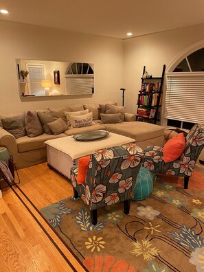 Smart TV, chimenea, reproductor de DVD y libros