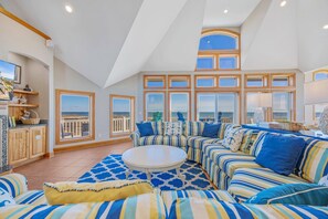 TV, DVD player, video library, stereo