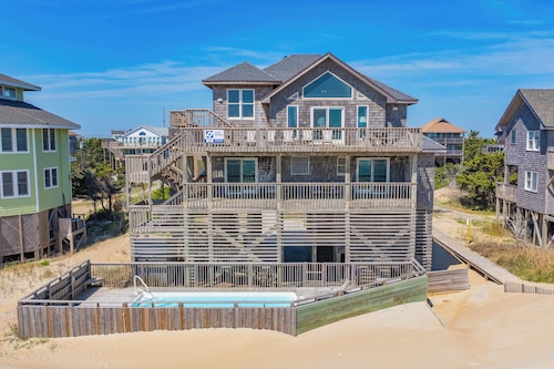 Oceanfront Home in Avon with Private Pool, Hot Tub, and Screen Porch