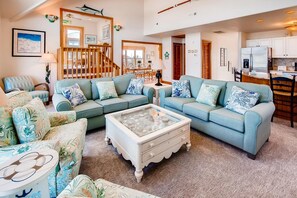 TV, DVD player - Oceanfront Home in Avon with Private Pool, Hot Tub, and Screen Porch (Avon)