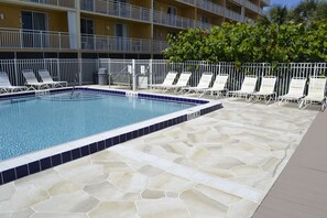 Outdoor pool, a heated pool - Beach front vacation rental.  Gorgeous ocean views! Beachside heated pool. (Indian Harbour Beach)