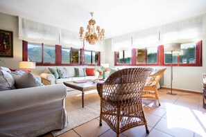 Télévision, cheminée, lecteur de DVD, table de tennis de table