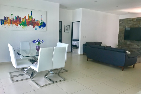 Living room and dining room