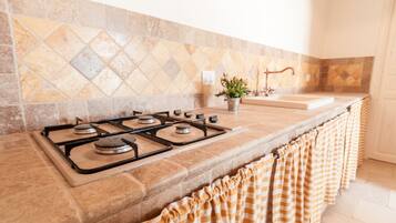 Frigorífico, microondas, horno y placa de cocina
