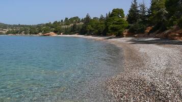 Beach nearby, sun loungers