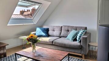 Smart TV, caminetto, libri, studio