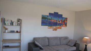 Televisie, een dvd-speler en boeken