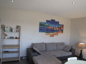 TV, DVD player, books