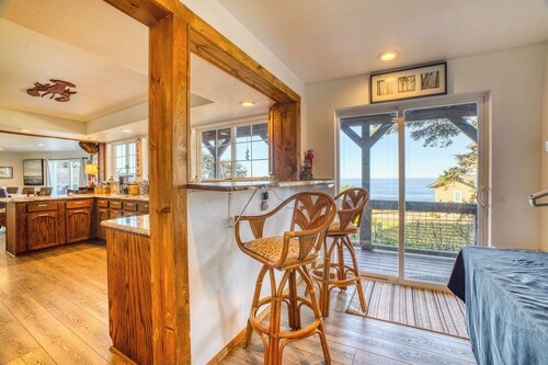 Large beach home with fantastic views of the Oregon Coast with a quaint cabin. 
