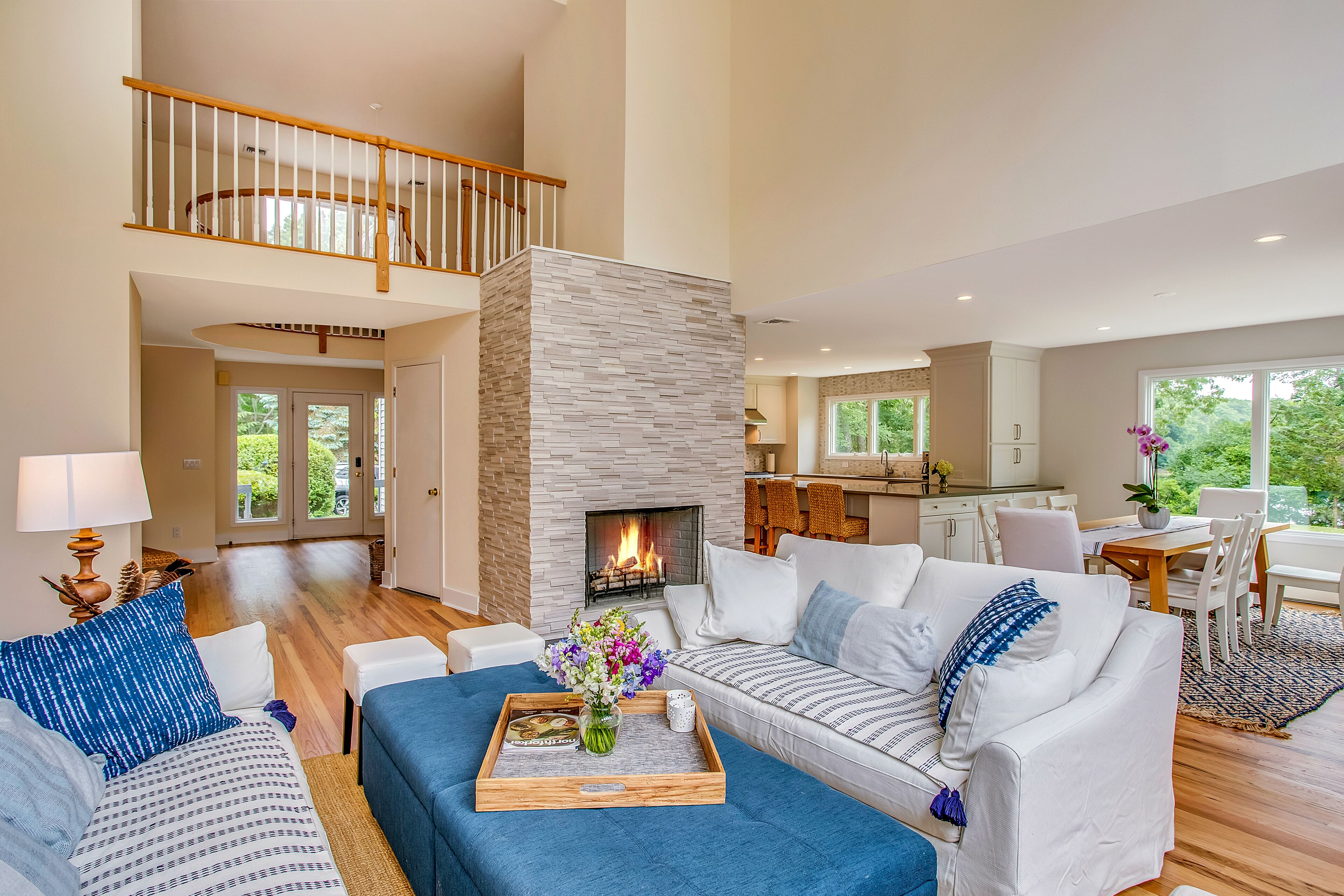 Smart TV, fireplace, table tennis, books