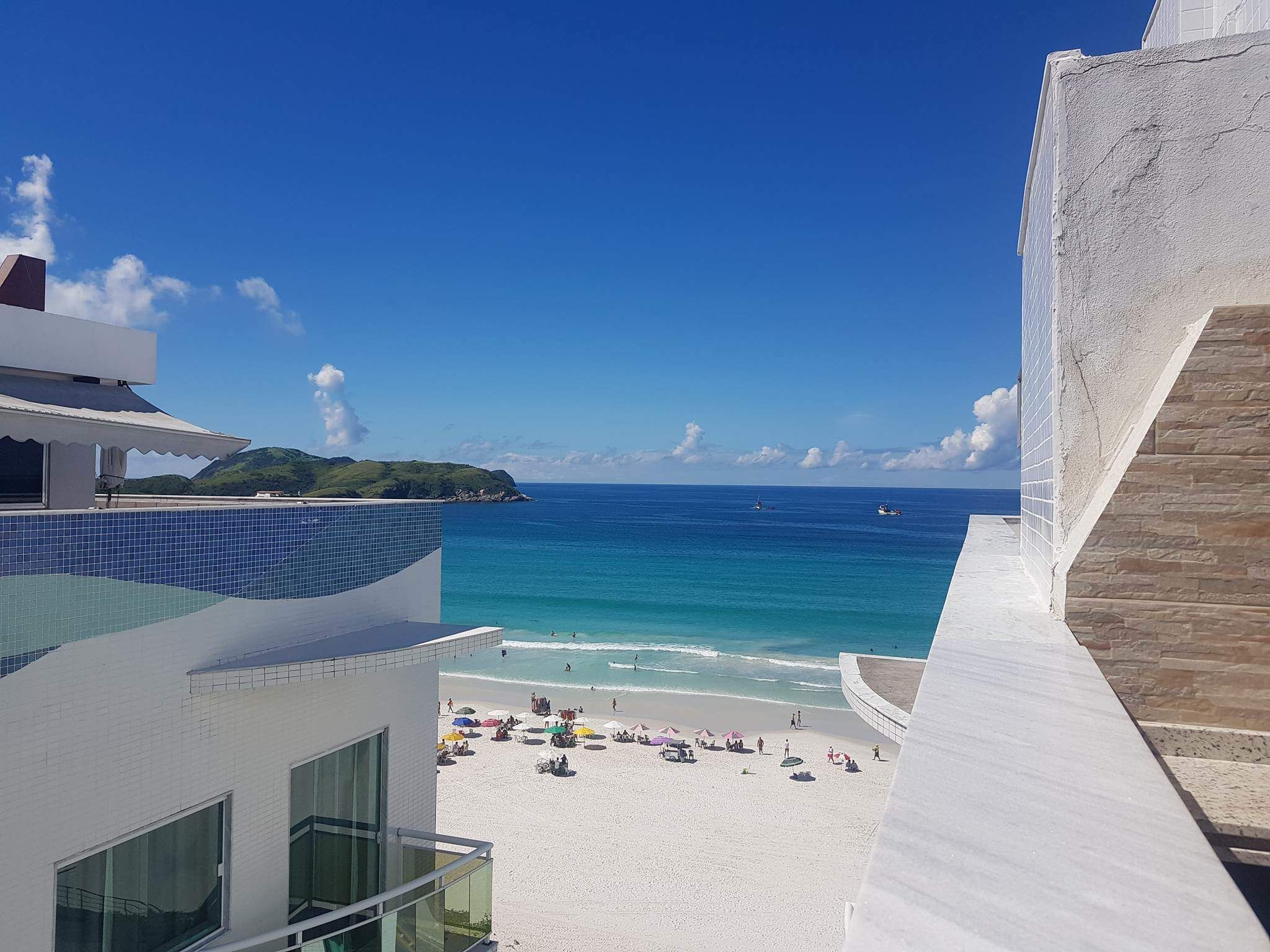 On the beach, sun loungers