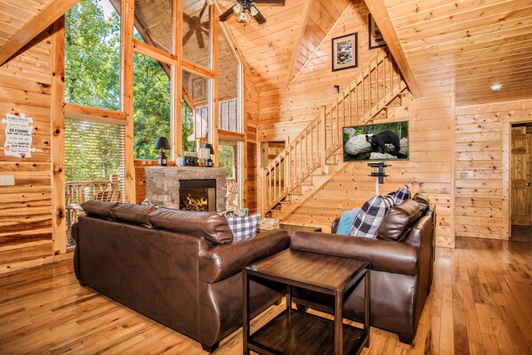 TV, fireplace, video games, table football