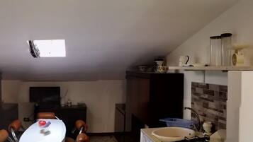 Fridge, oven, stovetop, coffee/tea maker