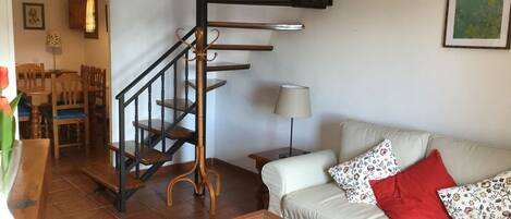 Televisie, een open haard en boeken