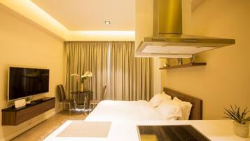 Blackout curtains, iron/ironing board, free WiFi