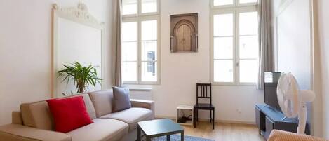 Smart TV, lareira, livros