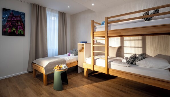 Ropa de cama hipoalergénica, caja fuerte, mobiliario individual