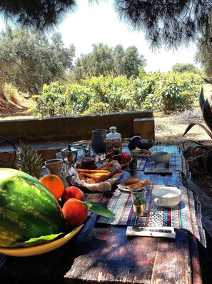 Outdoor dining - Masseria Salentina Tornesella Loft with swimming pool between Santa Maria and Gallipoli (Parabita)