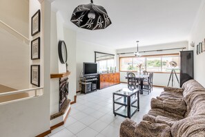 TV connectée, cheminée, jeux vidéo, lecteur de DVD