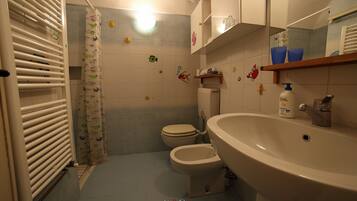 Dusche, Haartrockner, Bidet, Handtücher